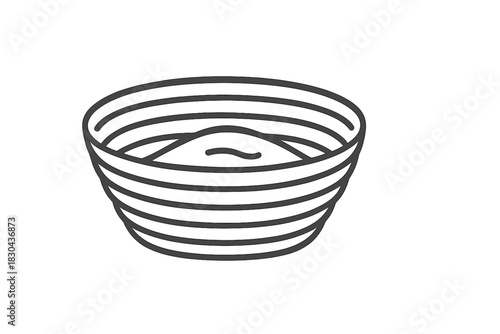 Minimalist striped bowl containing a serving of sauce or dip outline