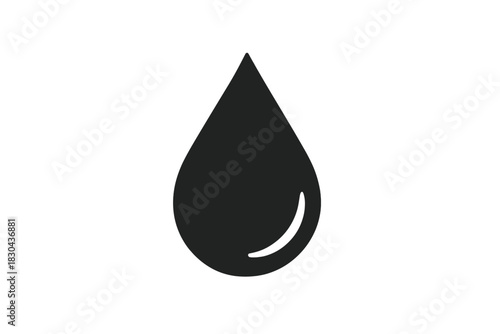 Minimalist black liquid drop symbol representing water oil or fluid substance