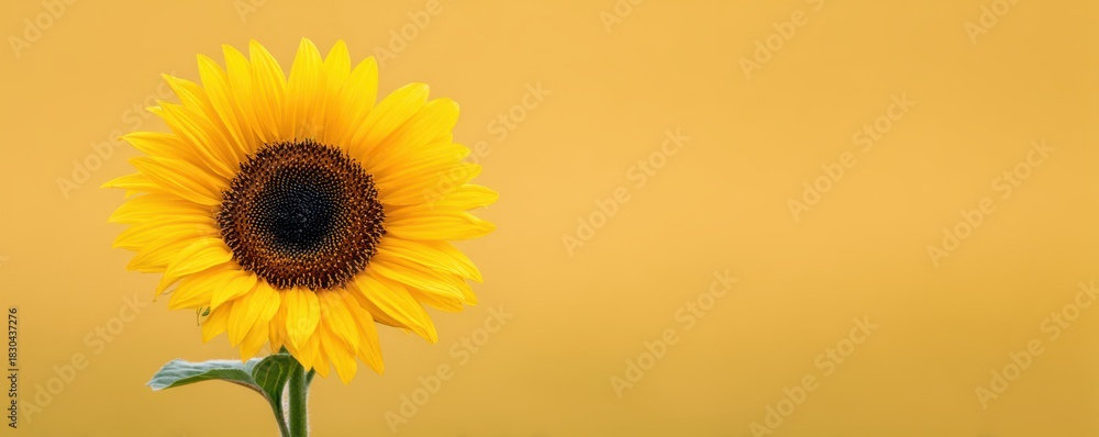 Obraz premium Vibrant sunflower bloom on isolated yellow background
