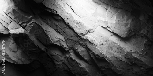 A black and white photo of a rock wall