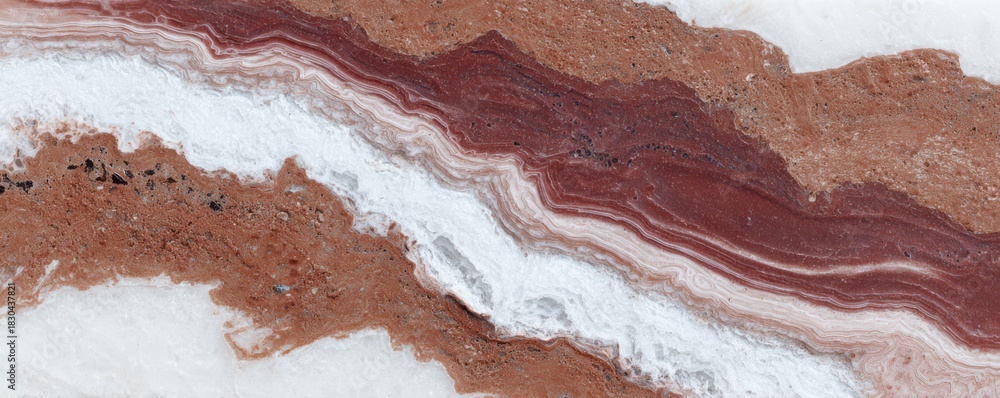 Obraz premium Red lace agate marble background with intricate patterns