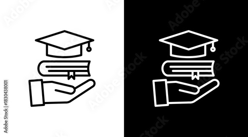 Learning Support White Icon Set Design