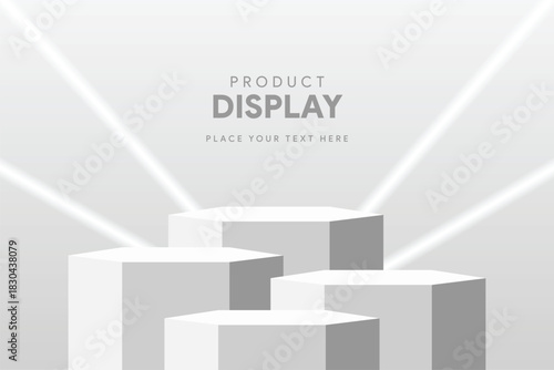 white podium with pedestal, Shape white 3d podium stand