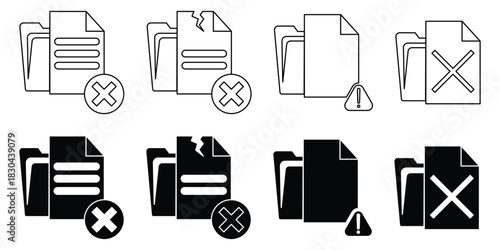 Delete Document Icon — Thin Line Editable Vector Illustration