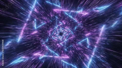 Geometric Galaxy of Lights: An artistic display of light and geometry that pulls the viewer into a vortex of energy, and showcases the elegance of abstract composition.