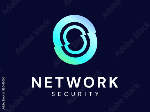 Network security with Letter S circles twisted infinity movment technology Analysis logo vector design concept. Letter S logotype for cyber security, Big data, ui, identity, Advanced Technology, robot