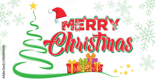 Celebrate the merry season with festive gifts and a whimsical Christmas tree, perfect for holiday cards and joyful seasonal promotions!