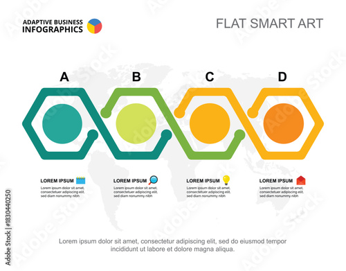 Four points project process chart template for presentation