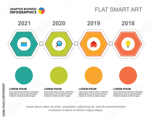 Four options timeline process chart template for presentation