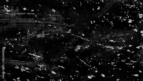 荒々しく激しい掠れ・擦り傷・剥がれ・汚れ、経年劣化や使い込んだようなイメージのグランジ風背景・テクスチャー向け画像素材　8K UHDサイズ　黒背景　白黒・グレー　アルファチャンネル・スクリーン・マスクなど