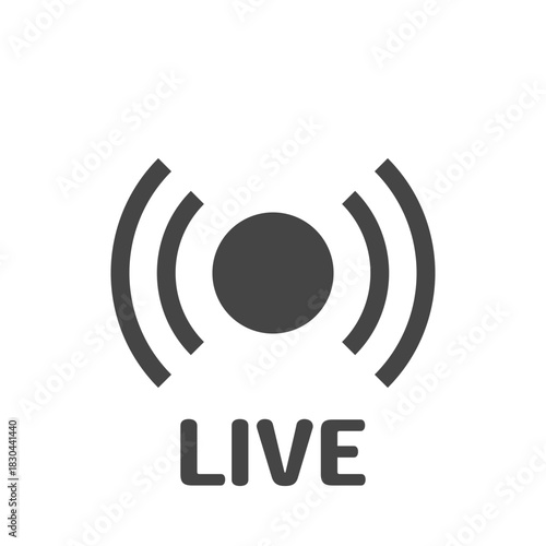 電波を示すライブ配信中のシンプルアイコン