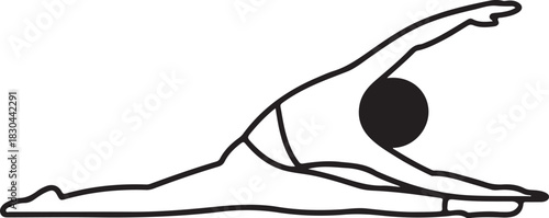 Vector illustration of a person performing a yoga split pose with a graceful side bend stretch