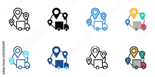Shipment tracking icon set multiple style vector collection 

