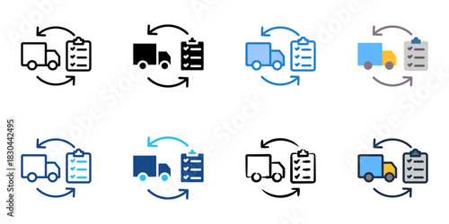 Dock management icon set multiple style vector collection 
