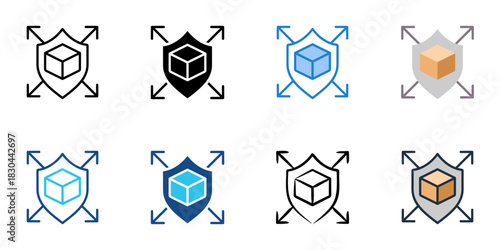 Packaging optimization icon set multiple style vector collection 
