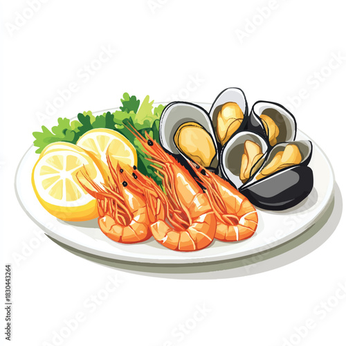  Delicious Seafood Platter with Shrimp Mussels and Lemon Slices