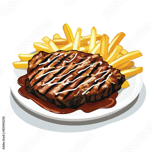 Delicious Steak and French Fries Meal