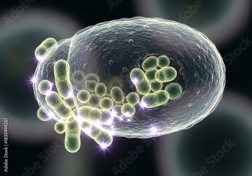 Microscopic View of Wolbachia Bacteria Interacting with Mosquito Egg Cell