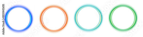 Collection of neon colorful rectangle frame glow light border rounded corners laser beam outline empty transparent background design abstract bright glow edge template effect design png