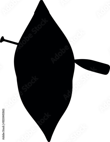 Minimalist canoe silhouette with paddle