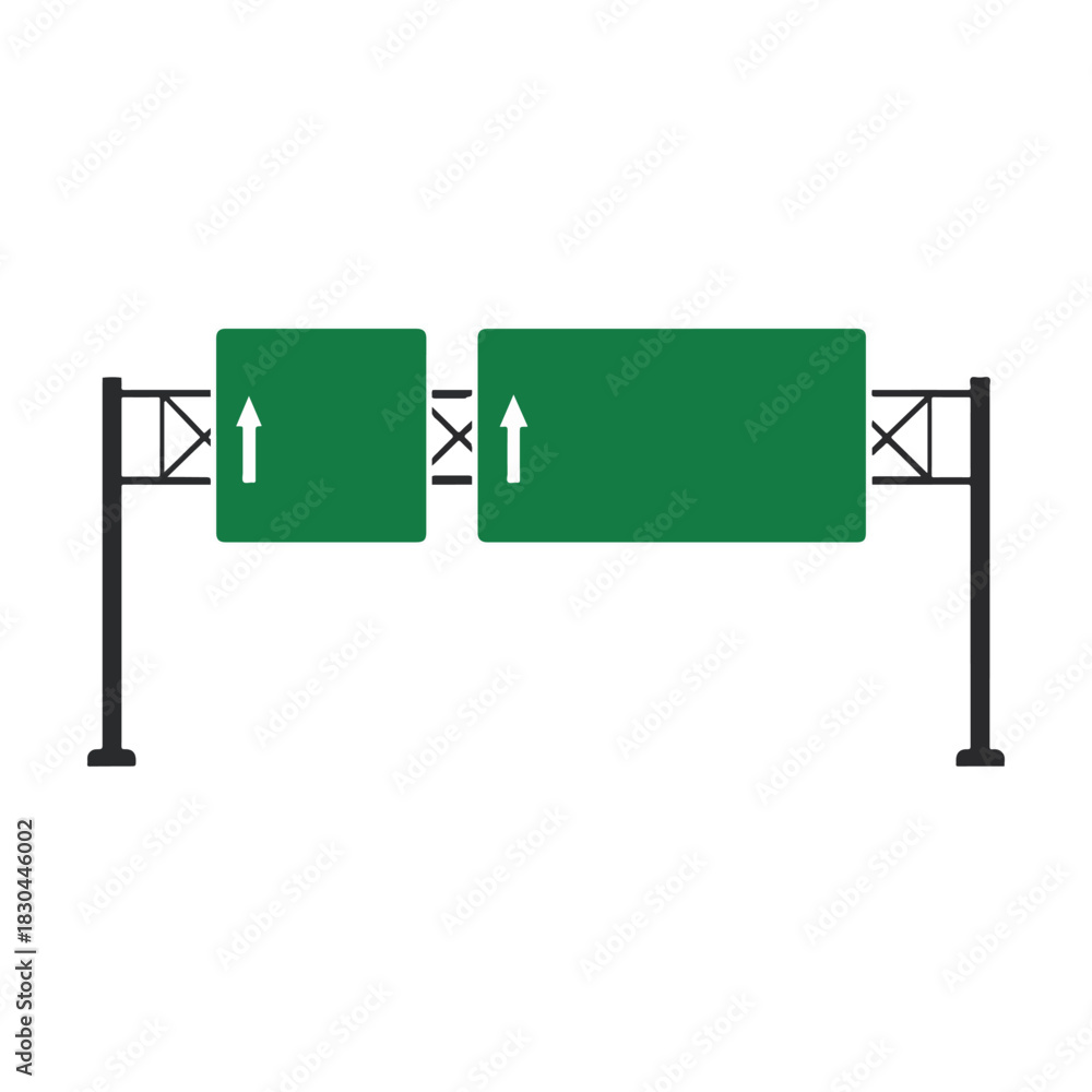 Fototapeta premium Blank Double Green Highway Overhead Sign with Arrows Template
