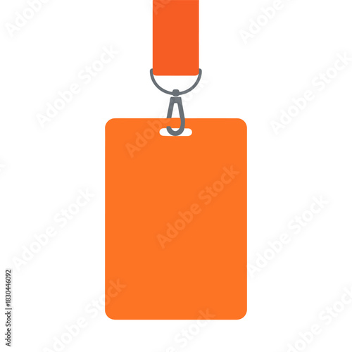 Blank Orange ID Badge with Lanyard Template