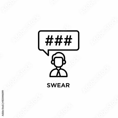 Simple Icon of a Person Swearing with Hashtags in a Speech Bubble, Representing Profanity and Bad Language
