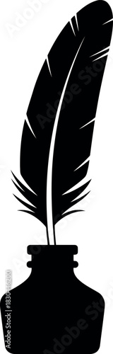 Quill pen and inkwell silhouette