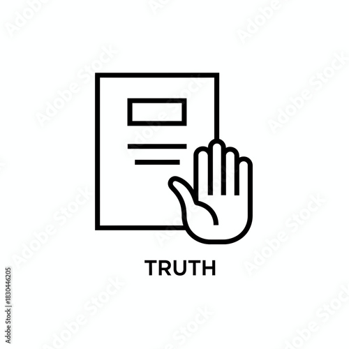 Truth and Honesty Icon Hand Raised for Oath on Book, Symbolizing Integrity and Trust