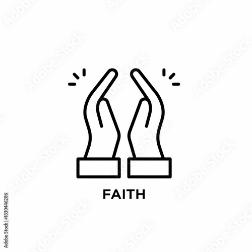Faith icon - Hands reaching up, green screen design, conceptual illustration
