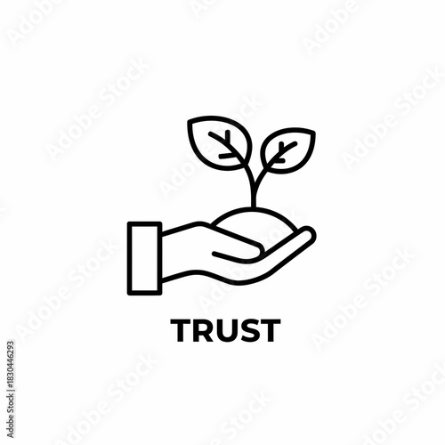 Trust Icon Green Screen-Ready Image of Hand Nurturing a Plant, Concept of Growth, Reliability, and Support