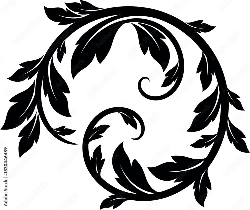 Obraz premium Black baroque swirl ornament vector