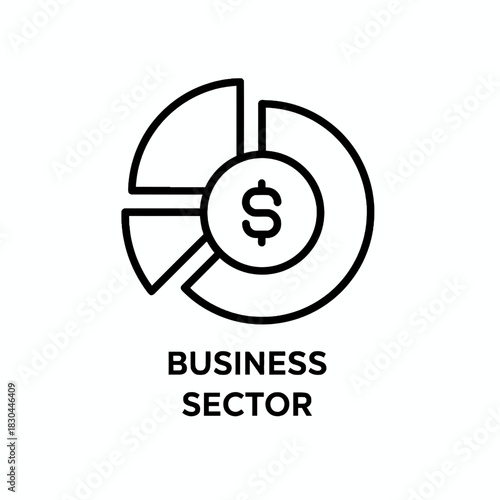 Financial data visualization icon of a market share pie chart for business sector analysis, isolated for green screen compositing