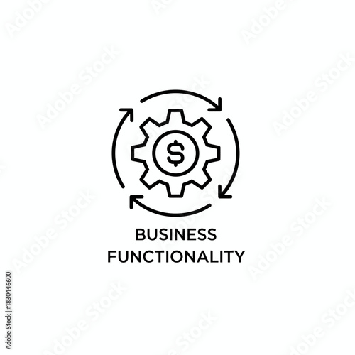 Thin line icon representing business functionality and economic engine, isolated vector graphic for green screen video production