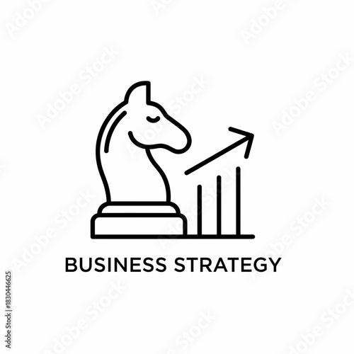 Business Strategy with Chess Knight and Growth Arrow Graphic - Green Screen Icon