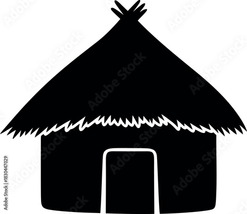 African hut silhouette