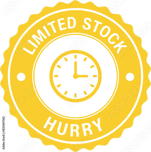Limited stock hurry seal with clock icon