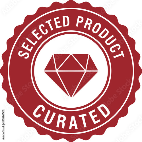 Premium curated product seal with diamond icon