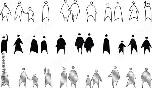 Architectural People Sketch, Hand sketch different styles. Perfect for architectural plans, elevation, infographics, websites, or presentations needing simple, impactful human representations.