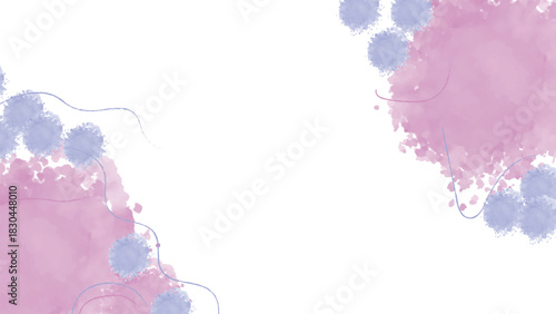 Delicate Pastel Watercolor Frame with Pom Poms