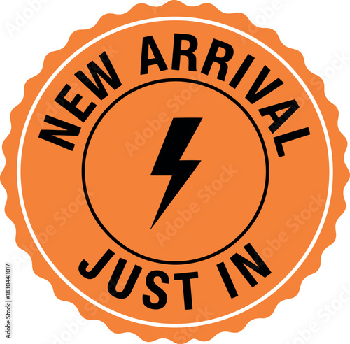 New arrival just in sale sticker with lightning bolt