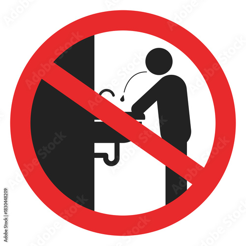 Isolated illustration of a silhouette of a sign prohibiting spitting in a sink. sign prohibiting spitting