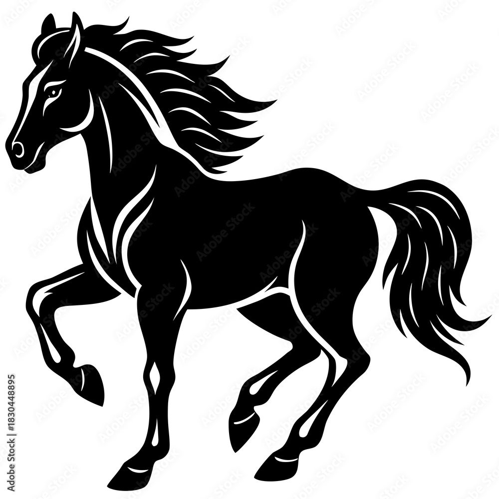 Obraz premium Elegant Standing Horse Silhouette Vector Design