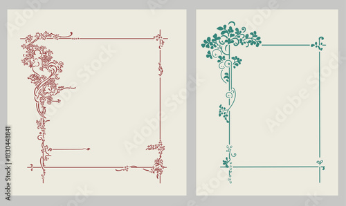 Vintage ornament frame set illustration