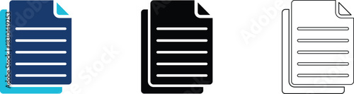 Document vector Icon set paper page, Agreement file symbol, Isolated on transparent background.