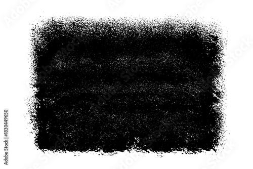 Black roller texture isolated on white background. Ink linocut. Black Friday sale banner background. Grunge brush stroke. Hand-drawn artistic element with textured edges. Vector illustration, EPS 10.