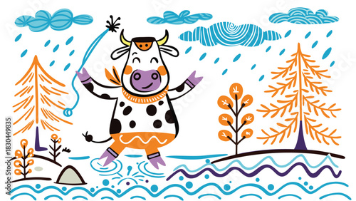 set of funny cartoon illustration