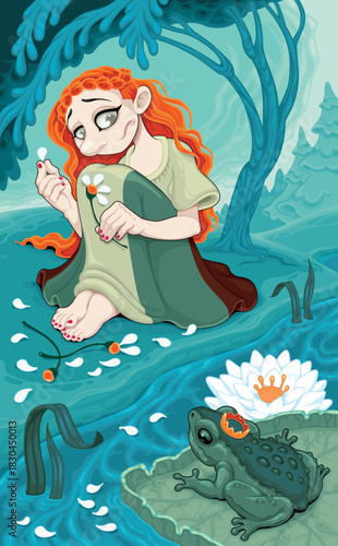 A girl picks a daisy, watch...
