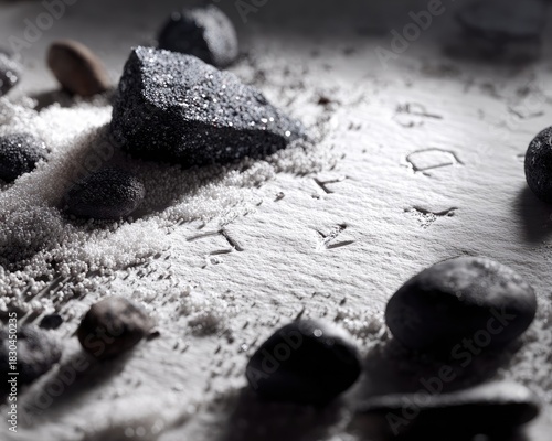 Ancient Text Covered In Rocks And Sand