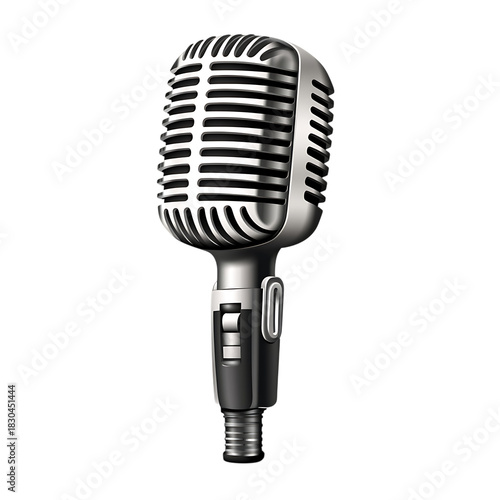 Classic vintage shure sm58 style microphone isolated on transparent background
